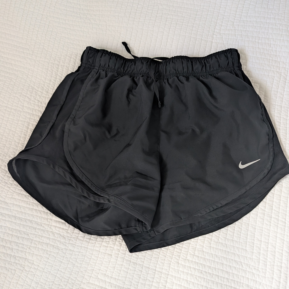 Nike Black Women's Athletic Running Shorts with Silver Swoosh